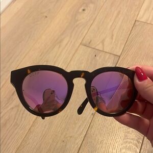 DIFF Tortoise Shell Sunglasses with Pink Lenses